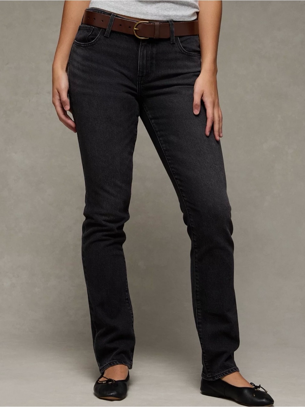 American Eagle Outfitters Women's Straight-Leg Jeans — Black Wash